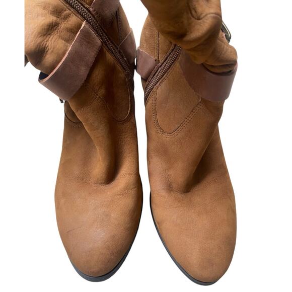 Marc Fisher Famous Brown Leather Slouch Boots 9 Block Heel Western Boho Cowgirl - Picture 8 of 13